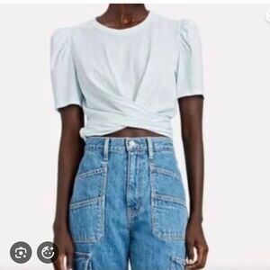 A.L.C. Women's Light Blue Draped Blouse